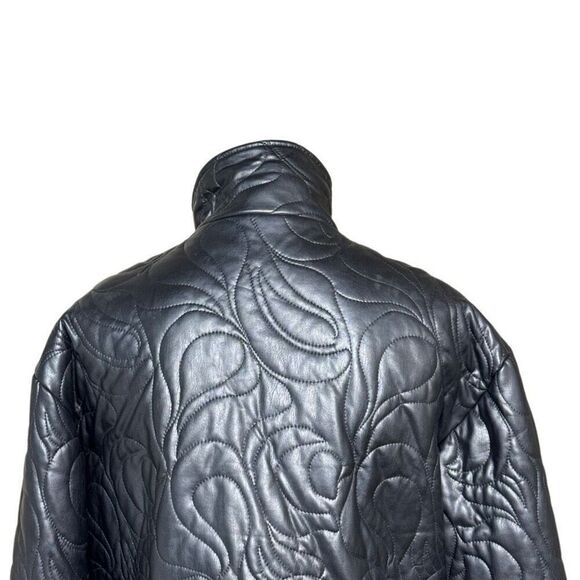 Avec Les Filles "with the girls" NWT black quilted faux leather crop jacket size - Picture 8 of 15